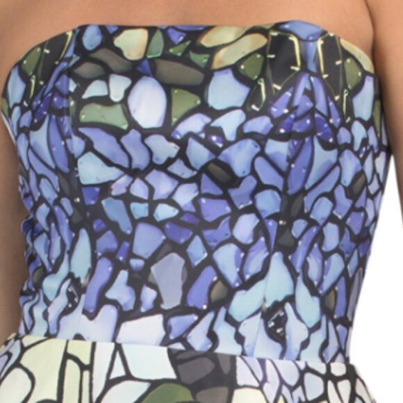 TERANI Strapless Mosaic Print Gown - Picture 2 of 4